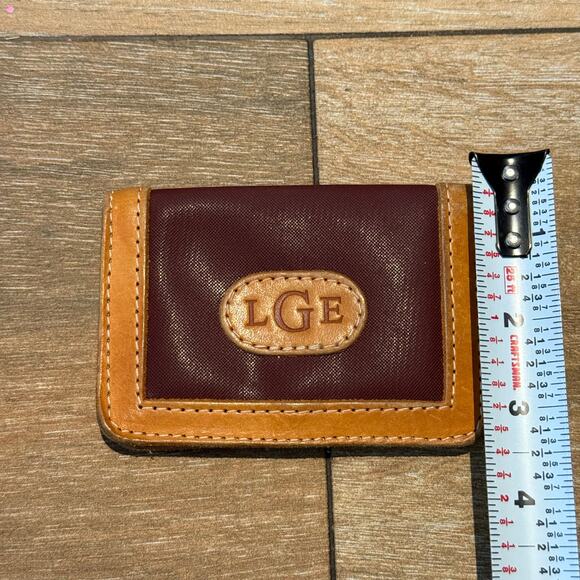 Jon Hart ID Wallet Keychain Maroon Coated Canvas & Leather Monogrammed - Picture 2 of 5